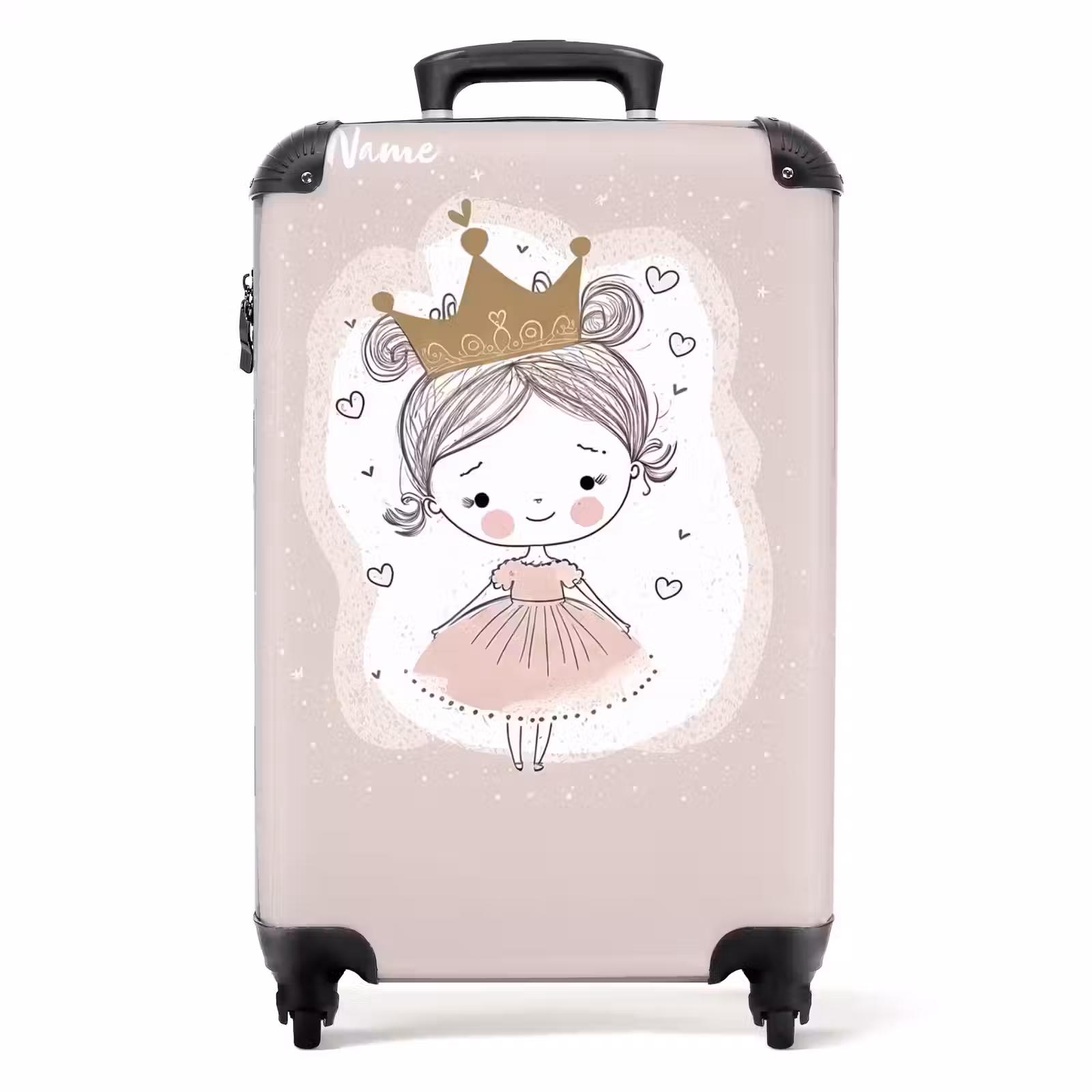 Suitcase with name - Princess on colored background with hearts — 1