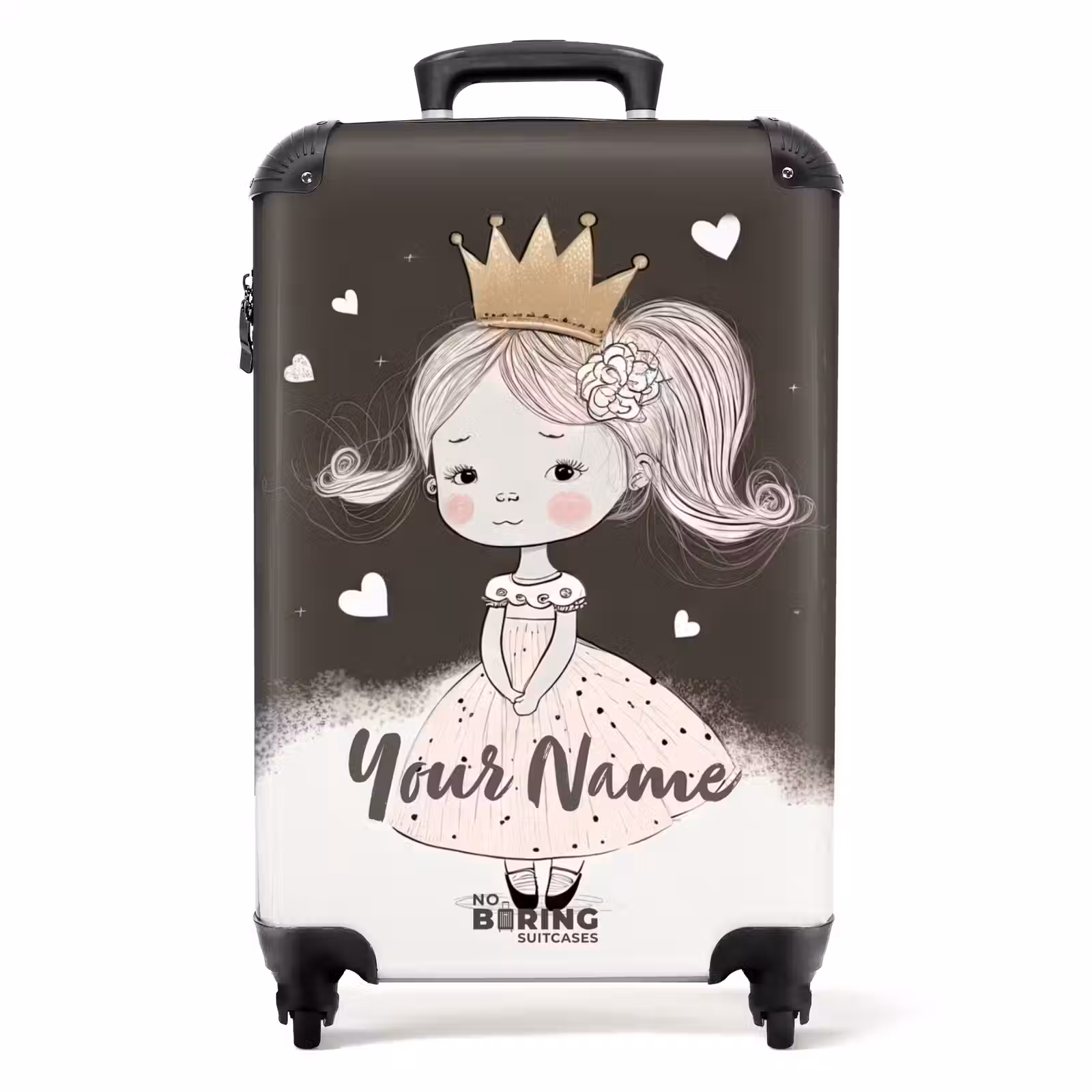 Suitcase with name - Shy princess with flower — 1