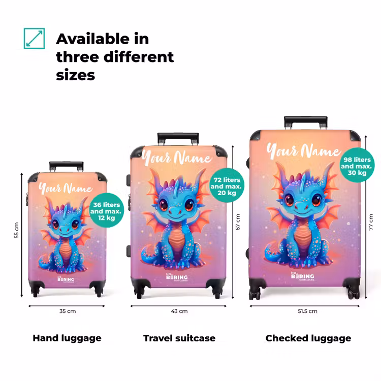 Suitcase with name - Cute baby dragon — 3