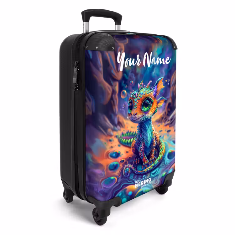 Suitcase with name - Ornate sapphire dragon — 2