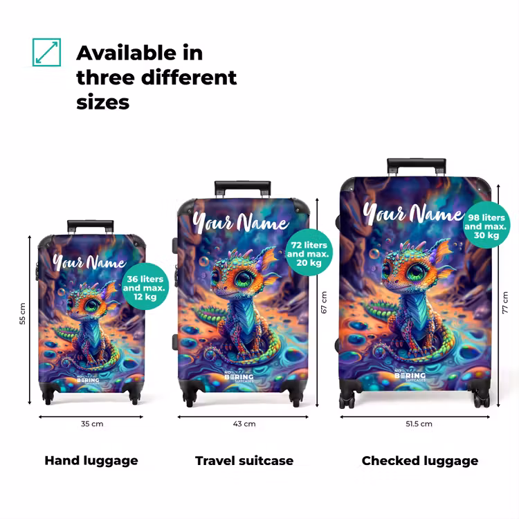 Suitcase with name - Ornate sapphire dragon — 3