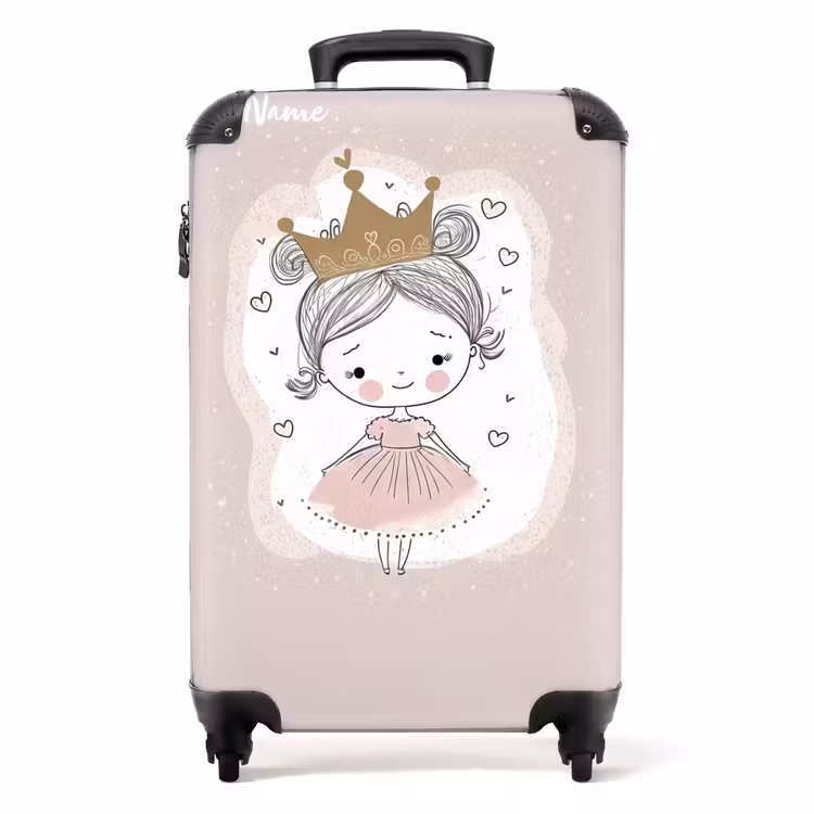Suitcase with name - Princess on colored background with hearts — 1