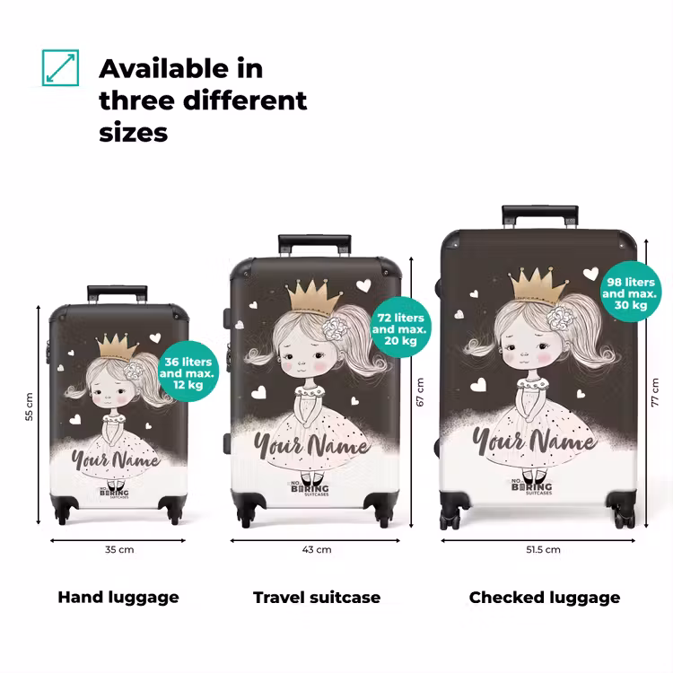 Suitcase with name - Shy princess with flower — 3
