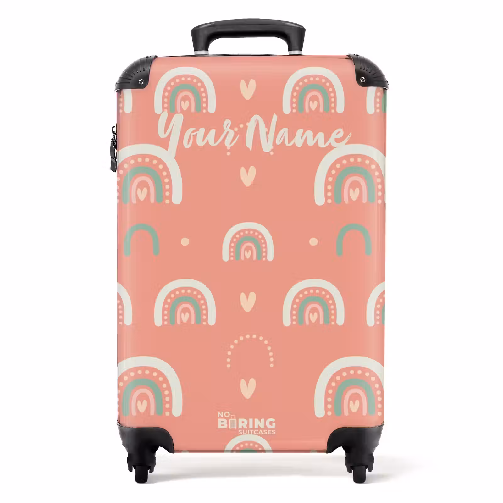 Suitcase with name - Coral color arcs — 1
