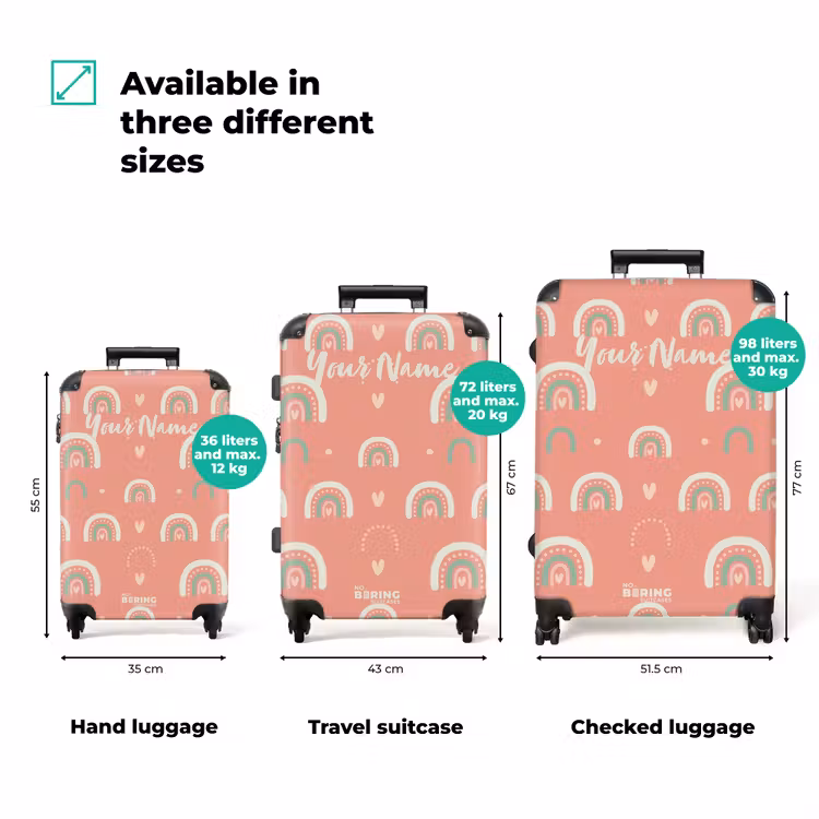 Suitcase with name - Coral color arcs — 3