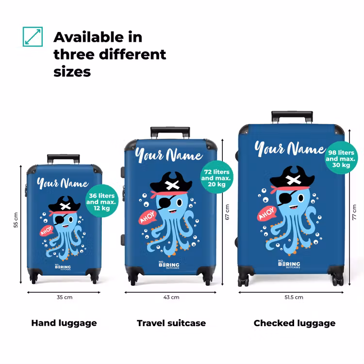 Suitcase with name - Pirate Octopus — 3