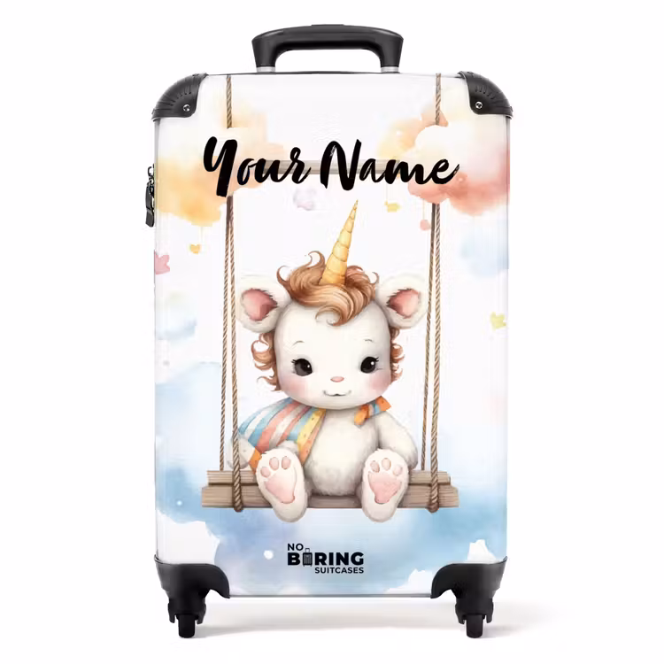 Suitcase with name - Rocking baby unicorn — 1