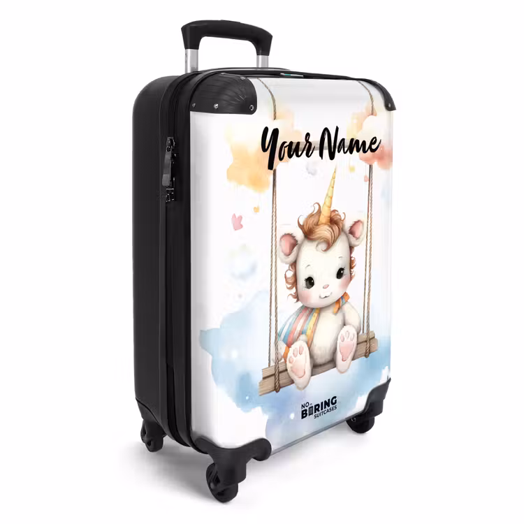 Suitcase with name - Rocking baby unicorn — 2