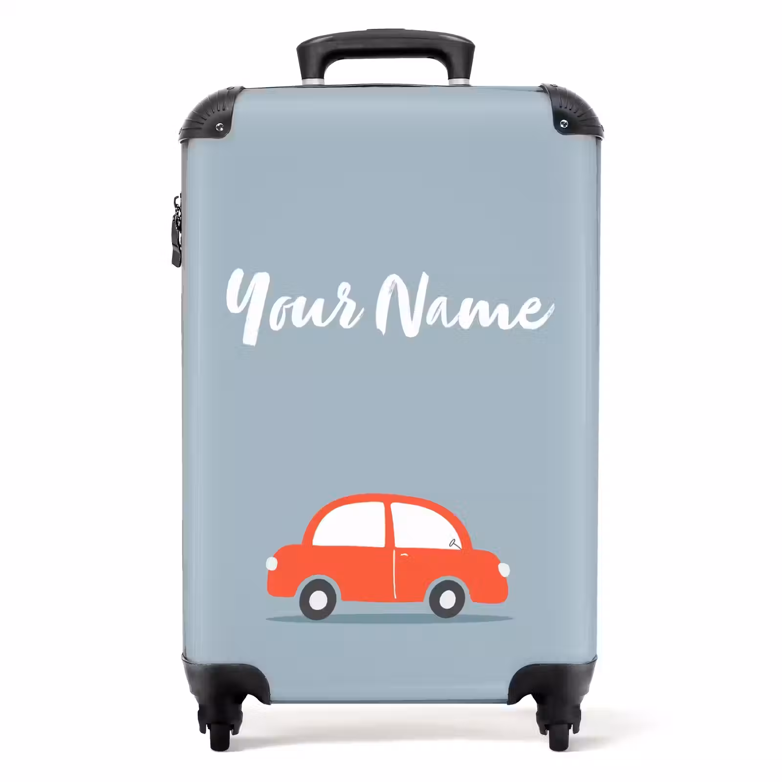 Suitcase with name - Red car blue background — 1