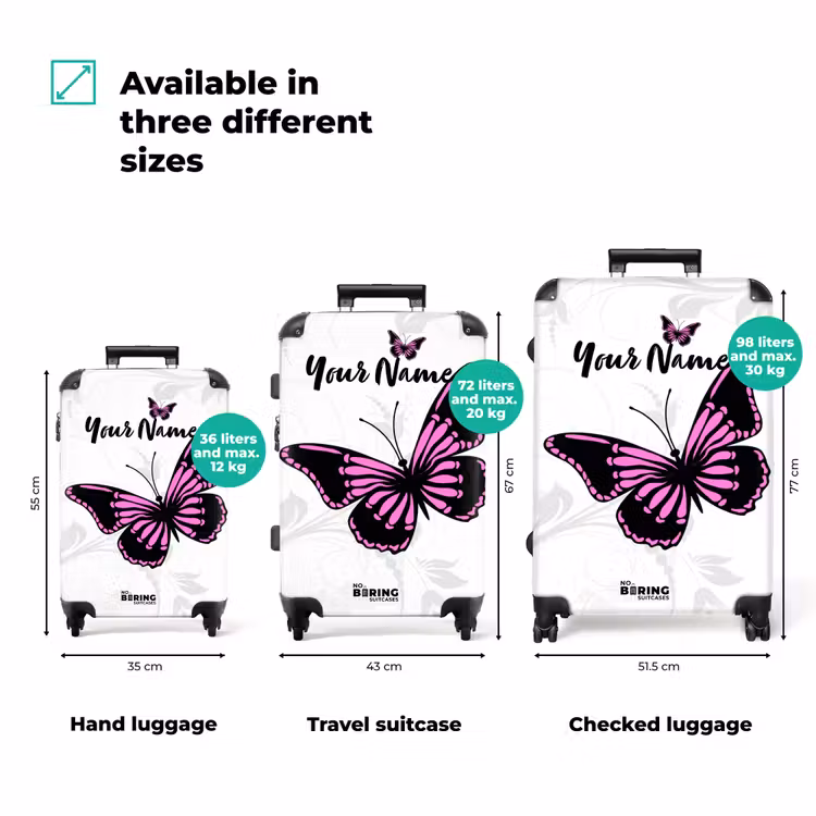 Suitcase with name - Magenta monarch — 3