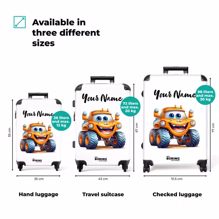 Suitcase with name - Martin monster truck — 3