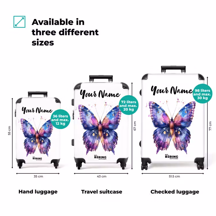 Suitcase with name - Purple splendor butterfly — 3