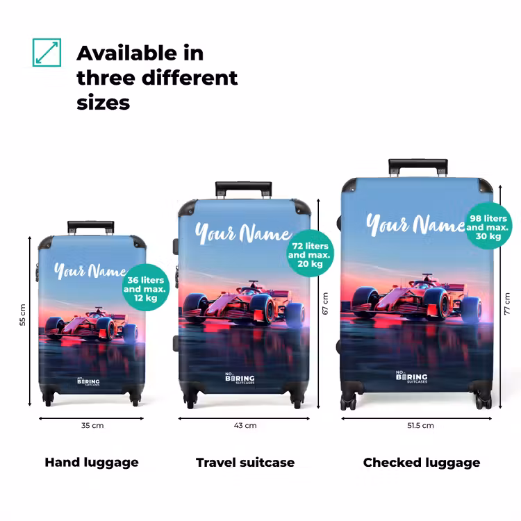 Suitcase with name - Red racer — 3