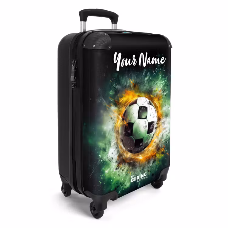 Suitcase with name - Soccer on fire — 2