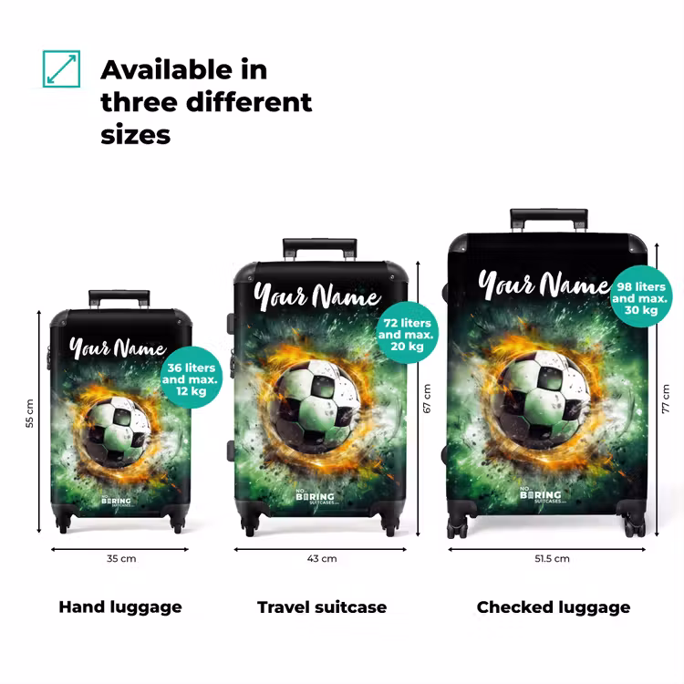Suitcase with name - Soccer on fire — 3