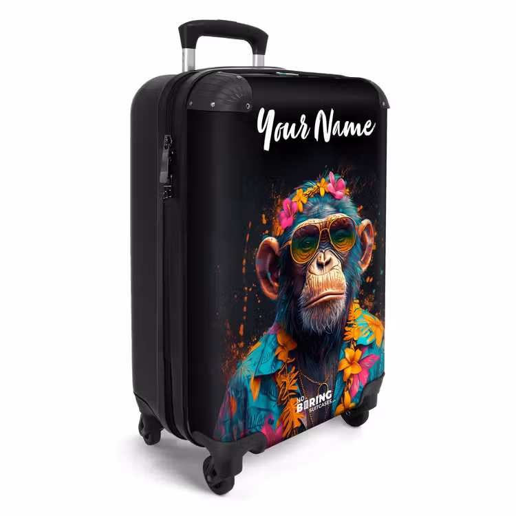 Suitcase with name - Chimpanzee with Hawaii Blouse — 2