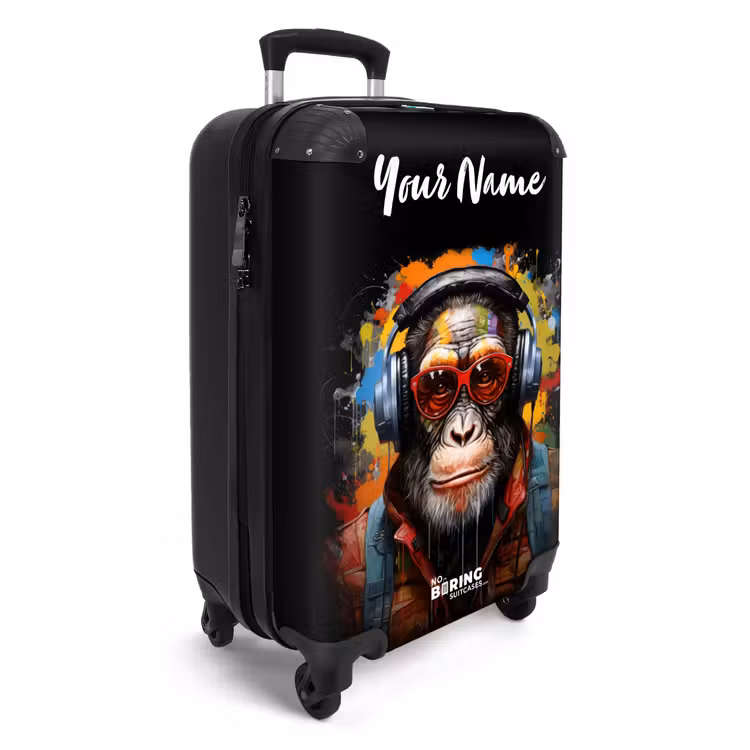 Suitcase with name - Chimpanzee with Headphones and Graffiti Spray — 2