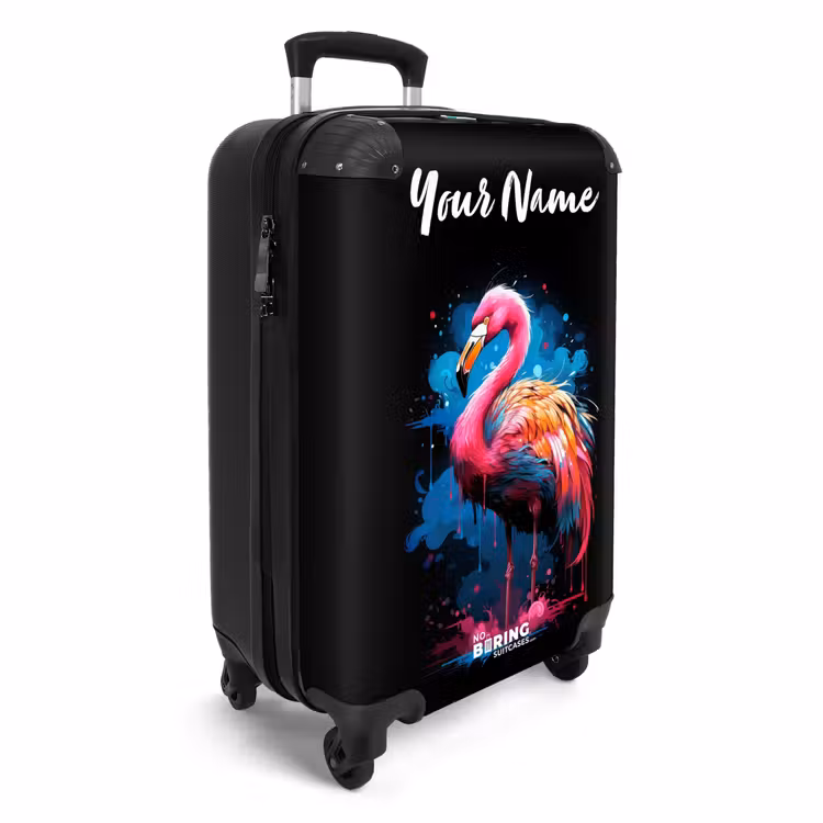 Suitcase with name - Colored Flamingo for a Paint Explosion — 2