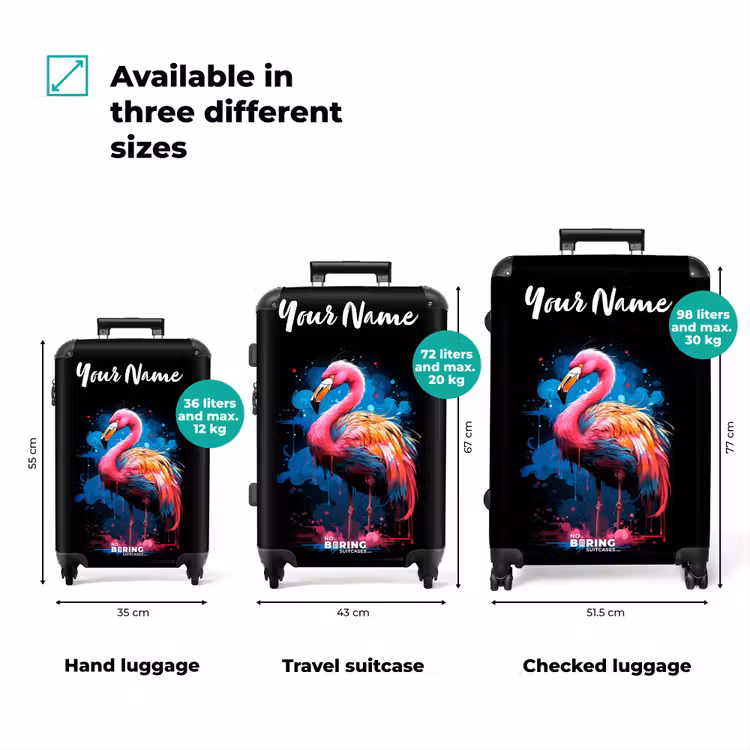 Suitcase with name - Colored Flamingo for a Paint Explosion — 3