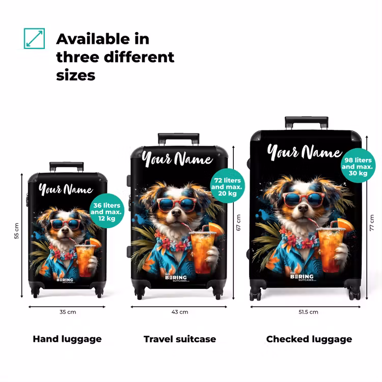 Suitcase with name - Dog in Tropical Spheres — 3