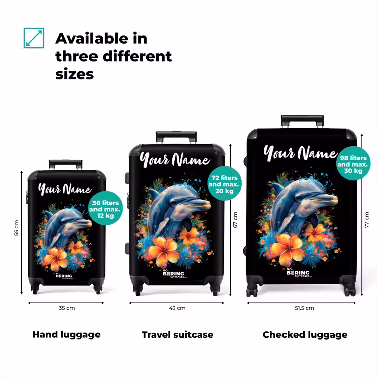 Suitcase with name - Dolphin amid Graffiti Flowers — 3