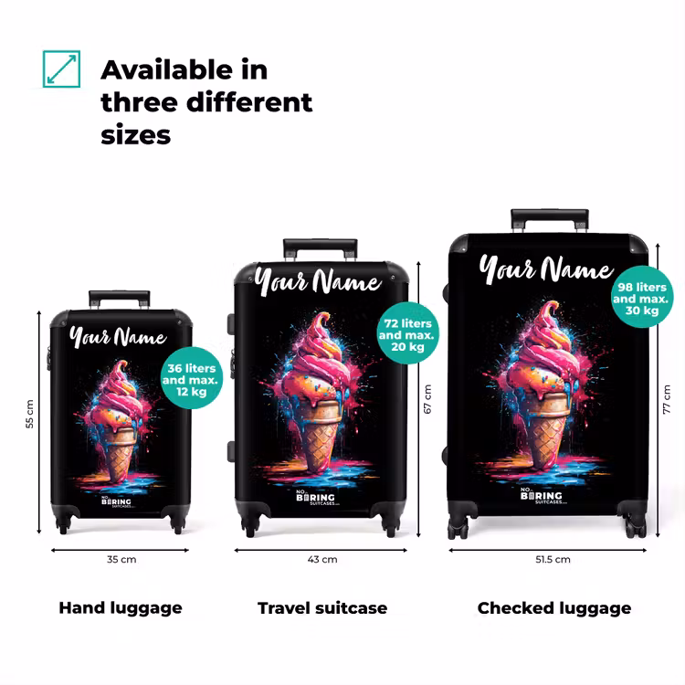 Suitcase with name - Ice cream cone with Blue and Pink Paint — 3