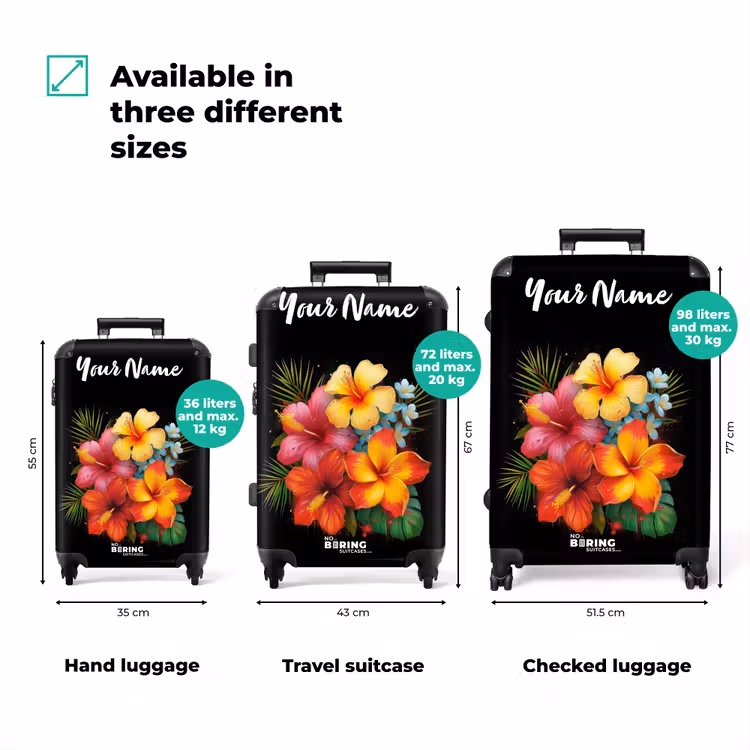 Suitcase with name - Tropical Flowers in Street Art Style — 3