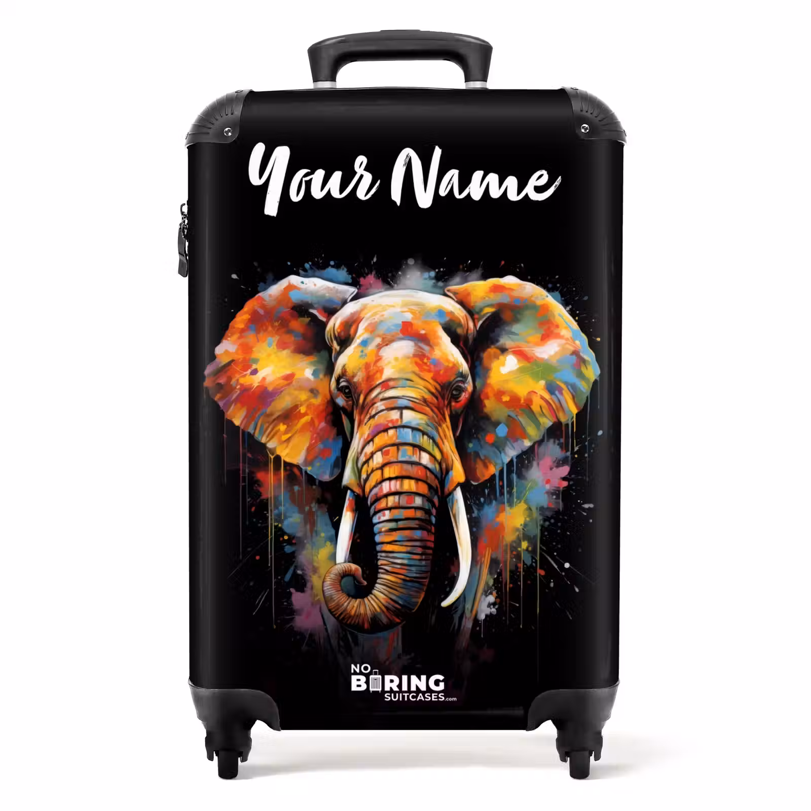 Suitcase with name - Elephant Decorated with Colorful Splashes — 1