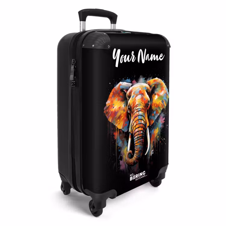 Suitcase with name - Elephant Decorated with Colorful Splashes — 2