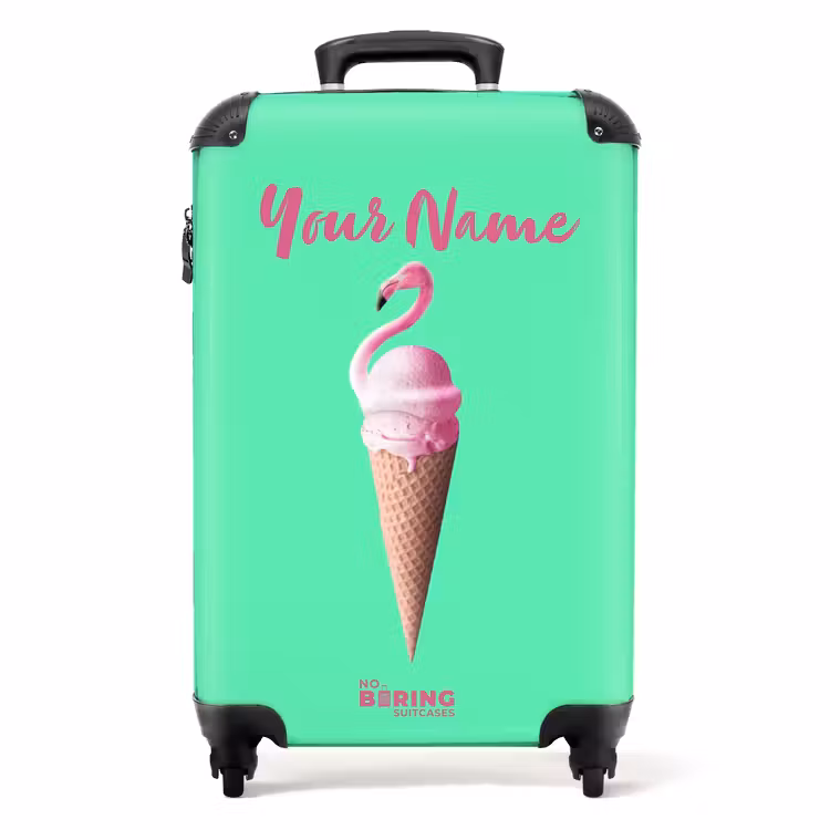 Suitcase with name - Flamingo cone — 1