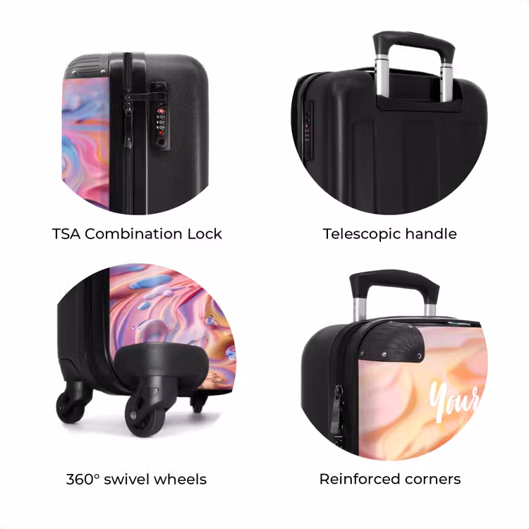 Suitcase with name - Pastel swirl — 8