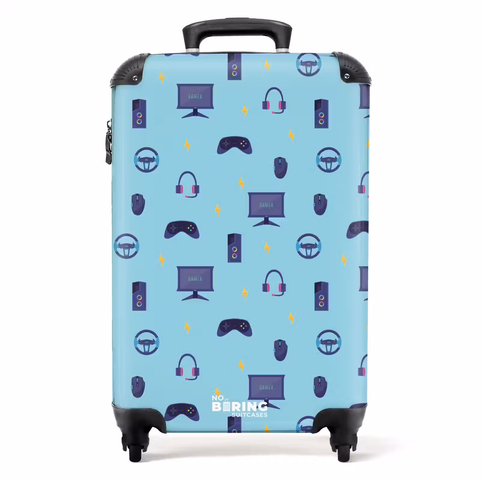 Suitcase - Gamer pattern with gaming accessories on blue — 1