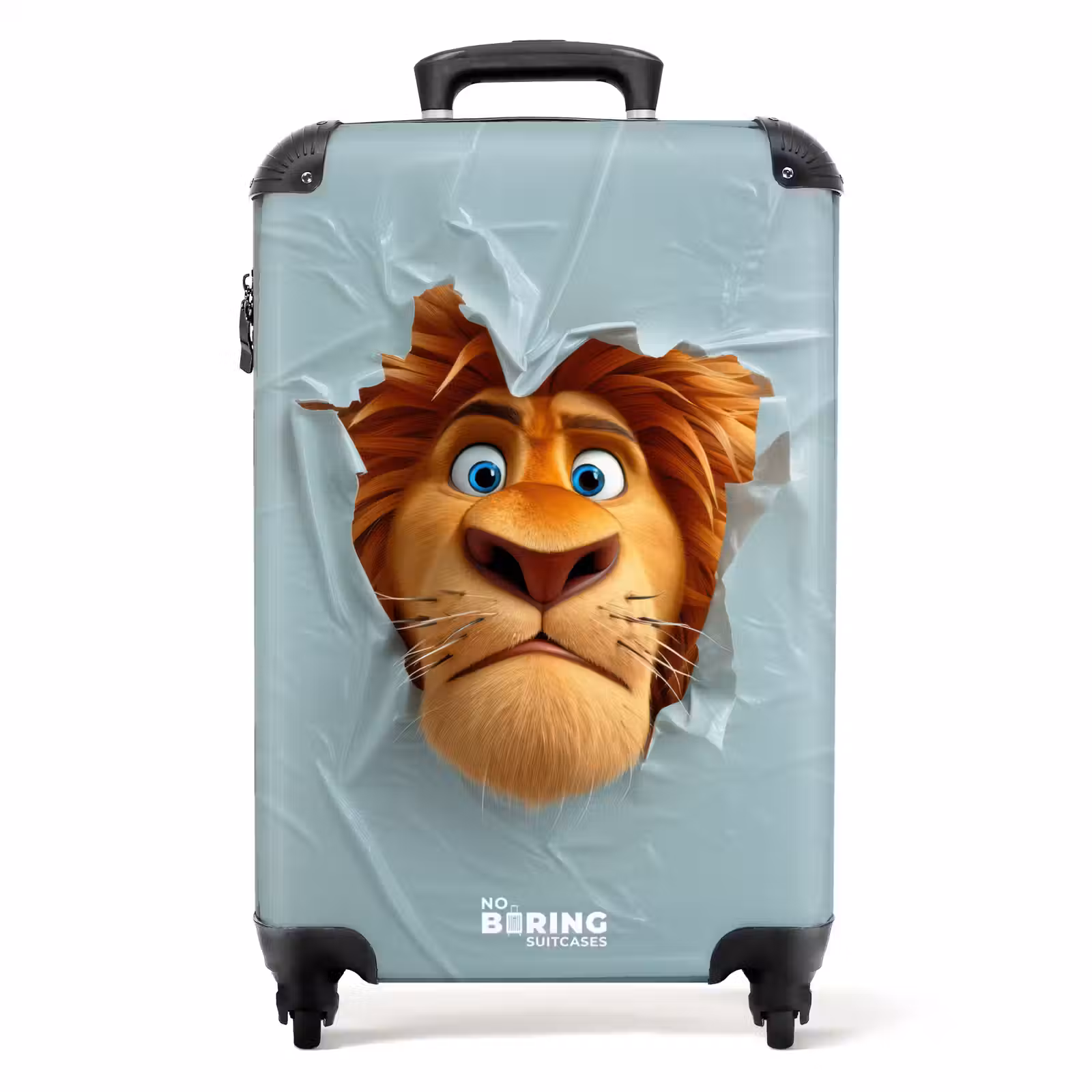 Suitcase - Lion with orange mane through plastic wall — 1