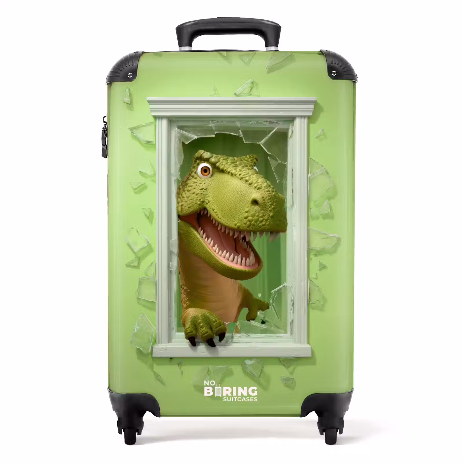 Suitcase - T-rex breaks through green glass window — 1