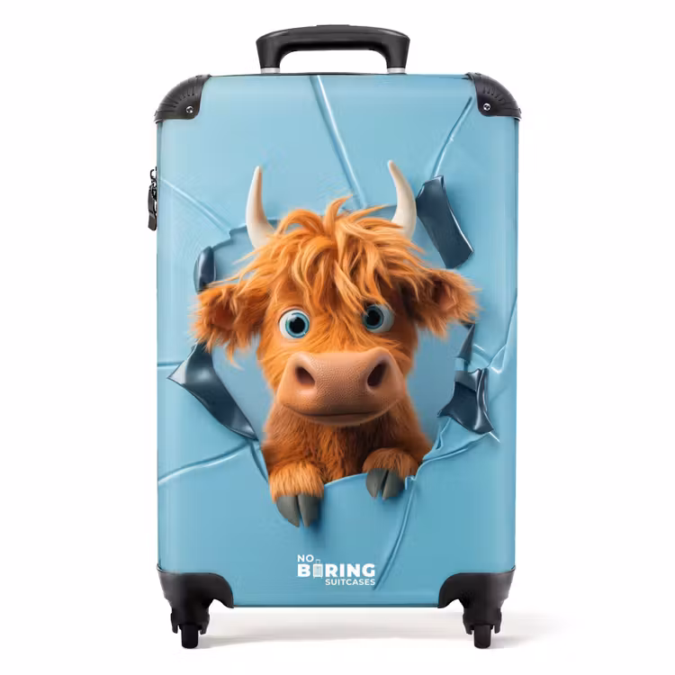 Suitcase - Cartoon-like cow breaks through wall — 1