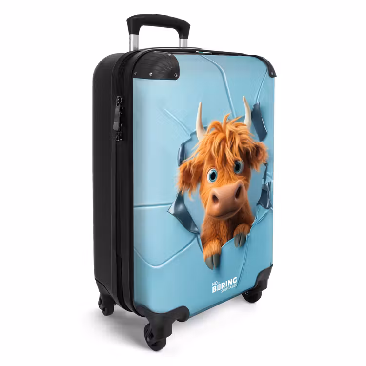 Suitcase - Cartoon-like cow breaks through wall — 2