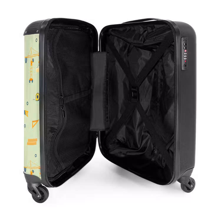 Suitcase - Construction cranes and carpentry tools on mint green background — 5