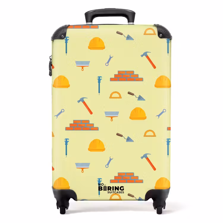 Suitcase - Construction tool pattern on light yellow background — 1