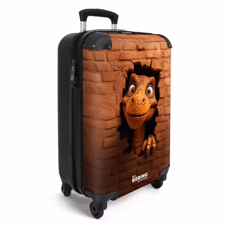 Suitcase - Dino with wide smile in brick wall — 2