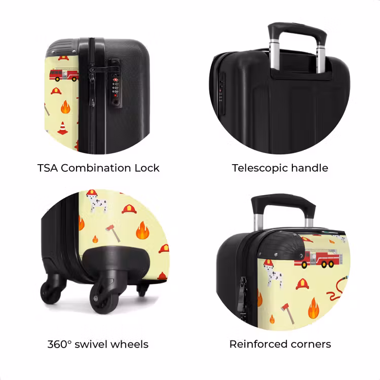 Suitcase - Fire department pattern with vehicles and flames — 8