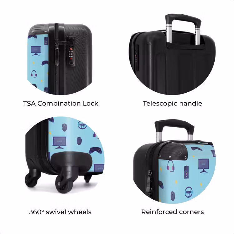 Suitcase - Gamer pattern with gaming accessories on blue — 8