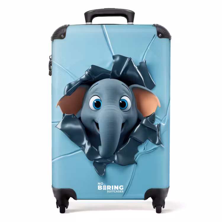Suitcase - Happy elephant looks through torn background — 1