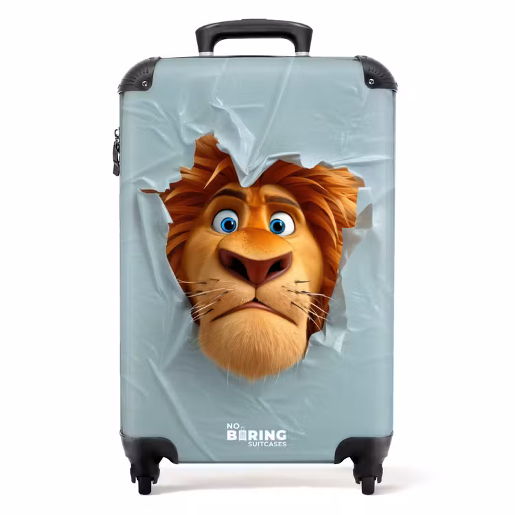Suitcase - Lion with orange mane through plastic wall — 1
