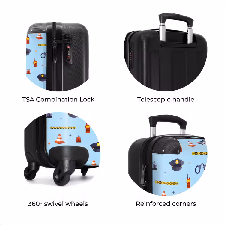 Suitcase - Police and security pattern on light blue — 8