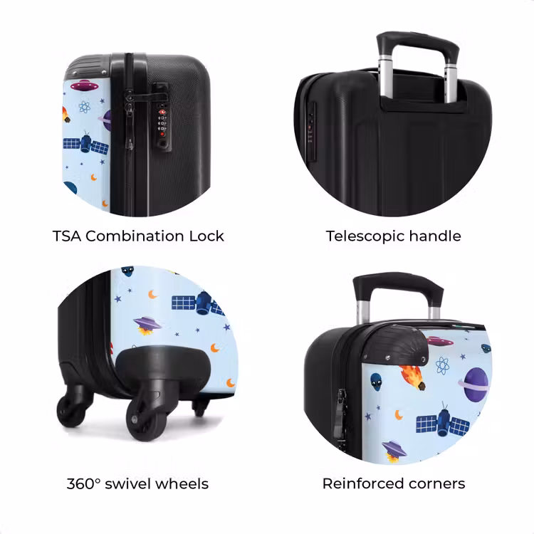 Suitcase - Space and alien pattern on light blue — 8