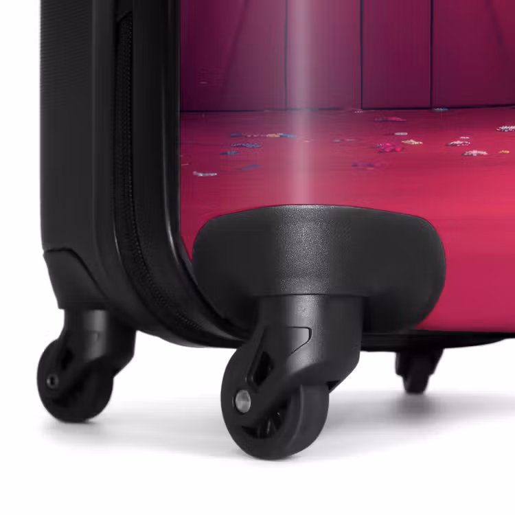 Suitcase - White cat peeks through pink door — 7