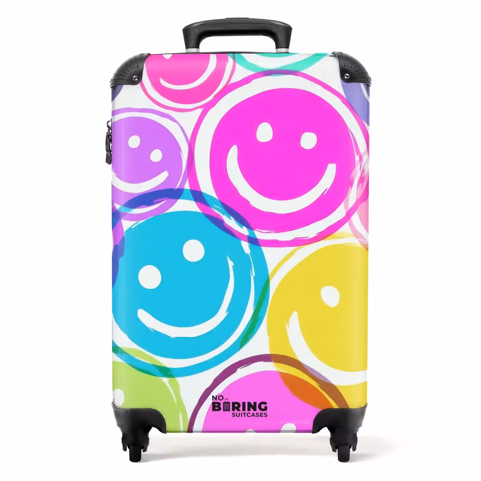 Suitcase - Colored smiley faces on a white background — 1