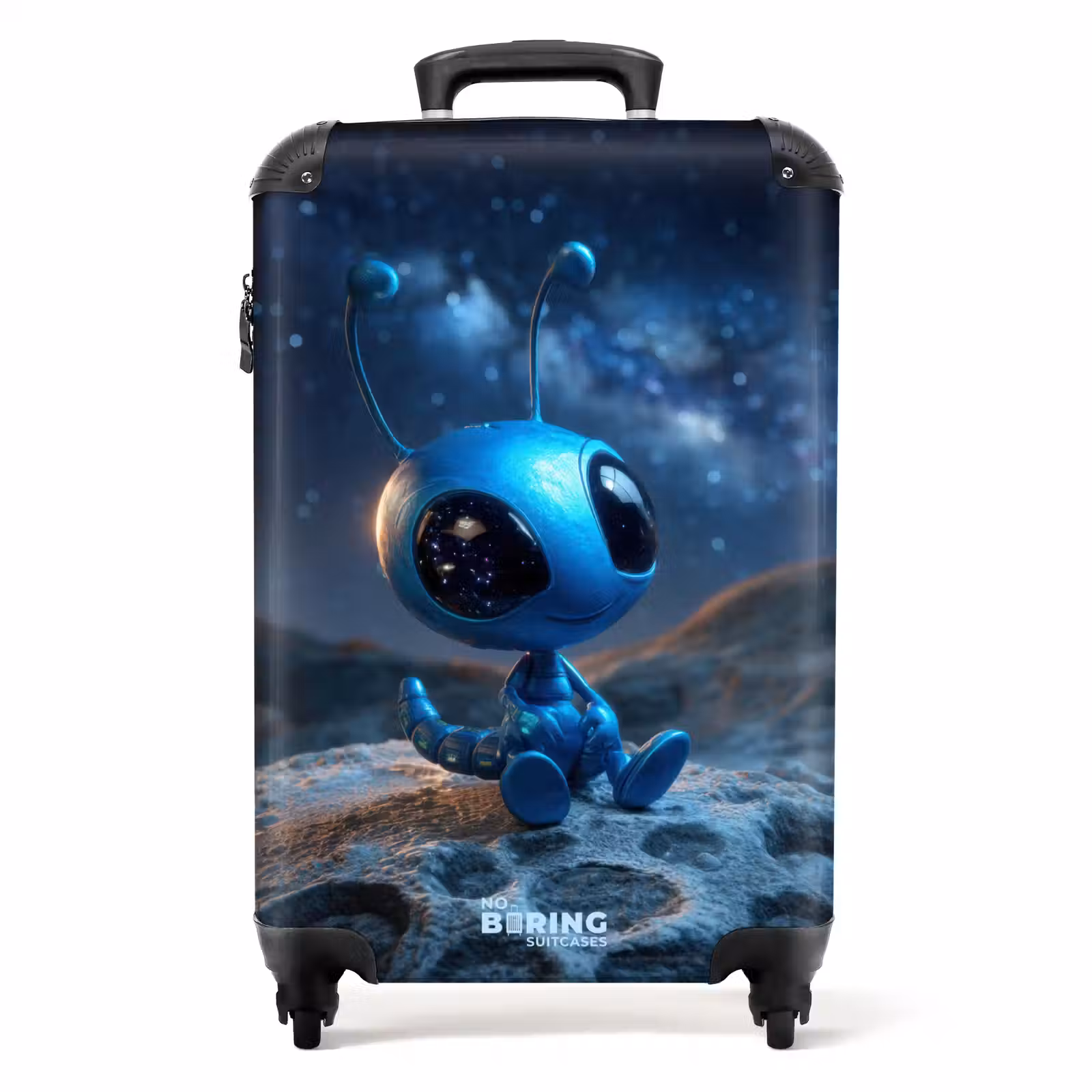 Suitcase - Little blue alien looking at the galaxy — 1