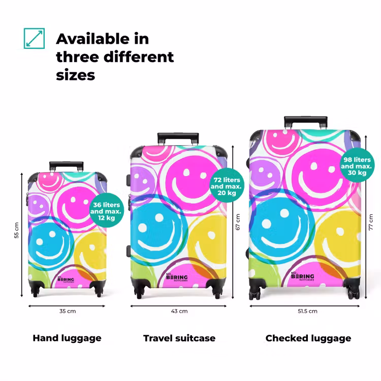 Suitcase - Colored smiley faces on a white background — 3