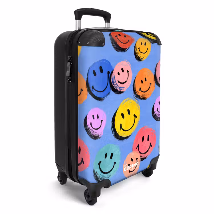 Suitcase - Colorful smiley faces on a blue background — 2